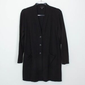 J. Jill Wearever Womens Button Front Cardigan Sweater Size L Petite Black